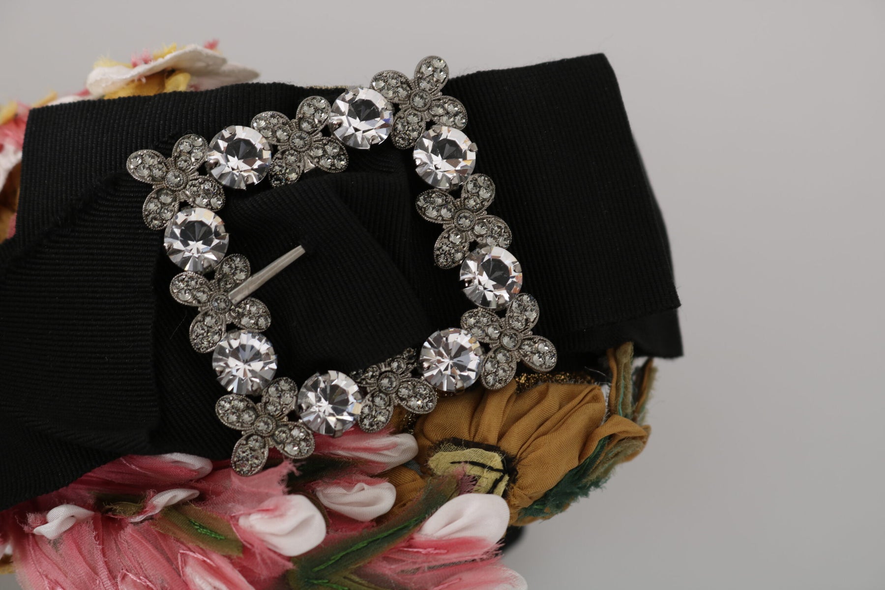 Dolce & Gabbana Multicolor Tiara Floral Crystal Bow Diadem Headband | Regal Royce