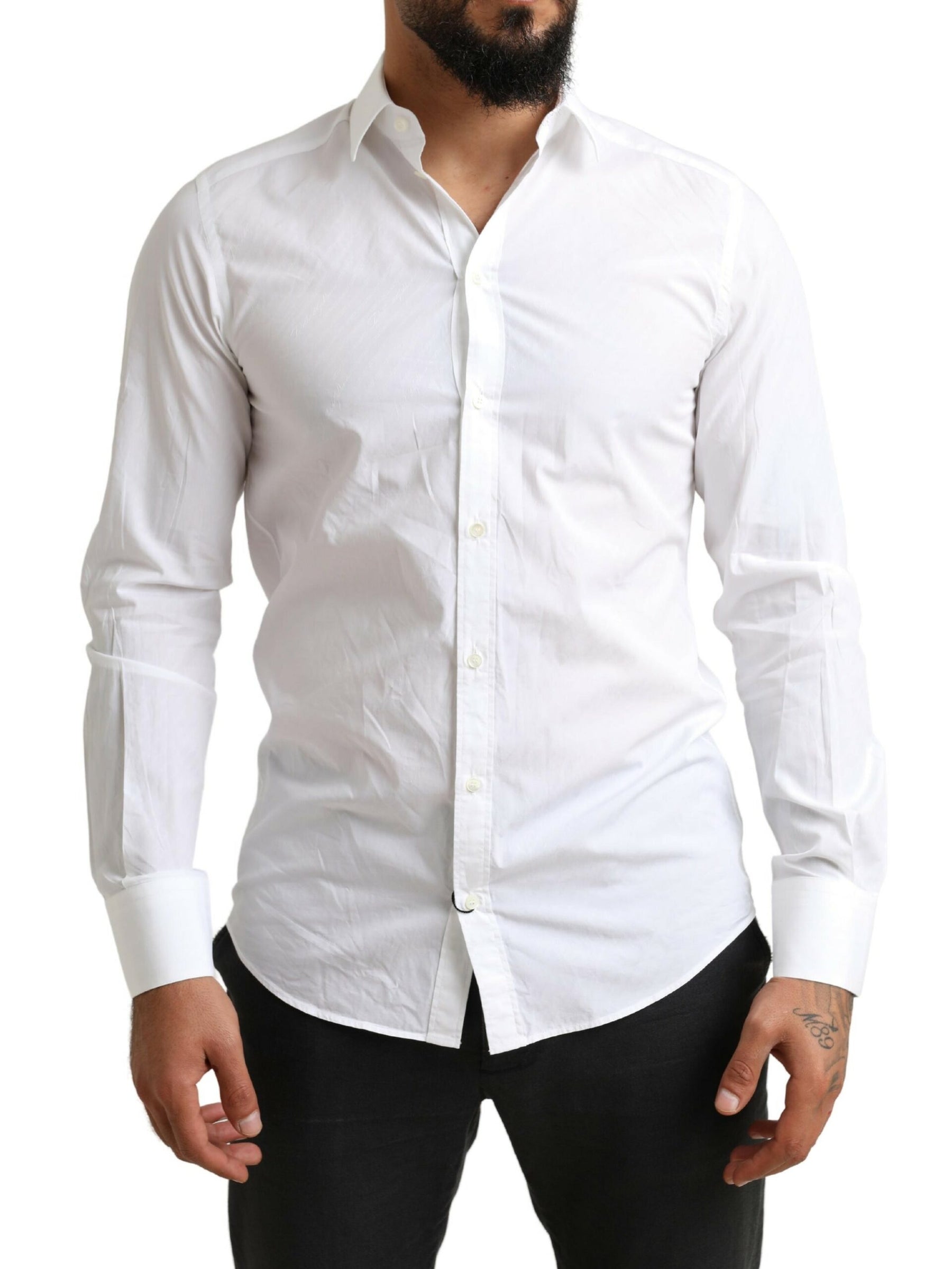 Dolce & Gabbana White MARTINI Cotton Dress Formal Shirt | Regal Royce