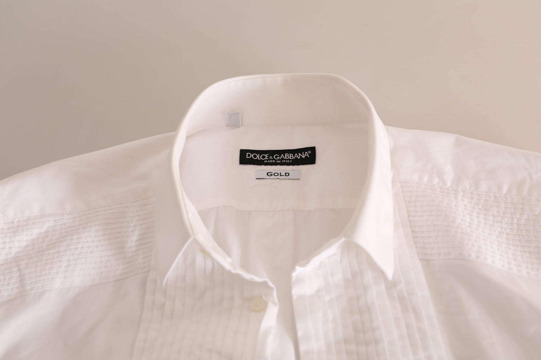 Dolce & Gabbana White GOLD Formal Cotton Tuxedo Dress Shirt | Regal Royce