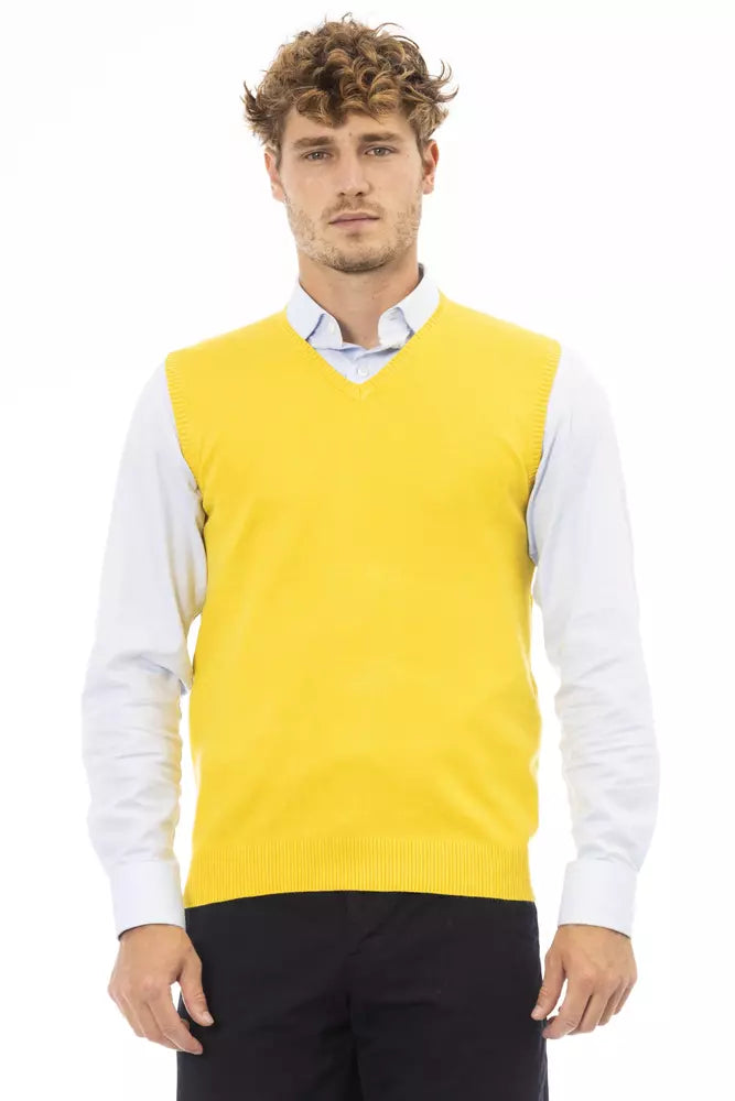 Alpha Studio Yellow Viscose Men Jacket | Regal Royce