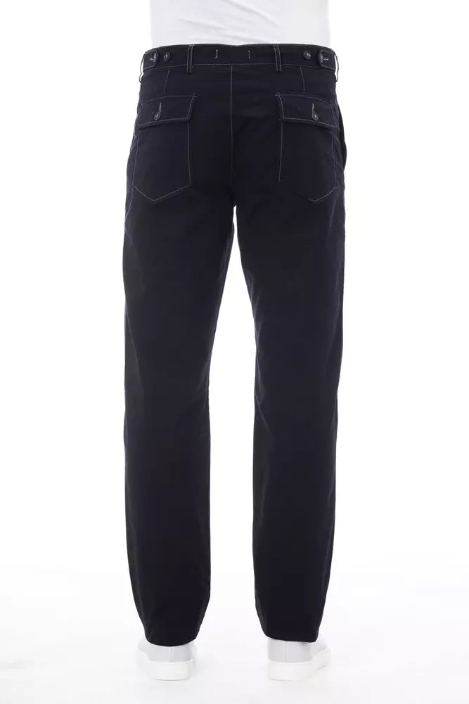 Alpha Studio Blue Cotton Men Pant | Regal Royce