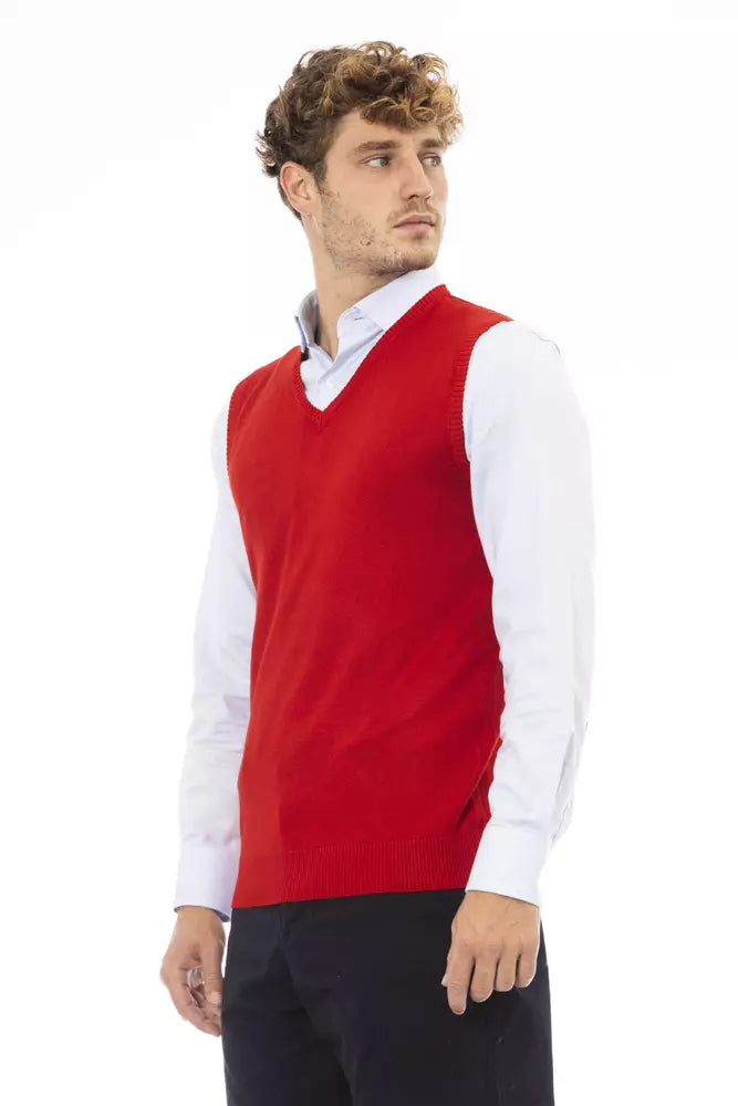 Alpha Studio Red Viscose Men Jacket