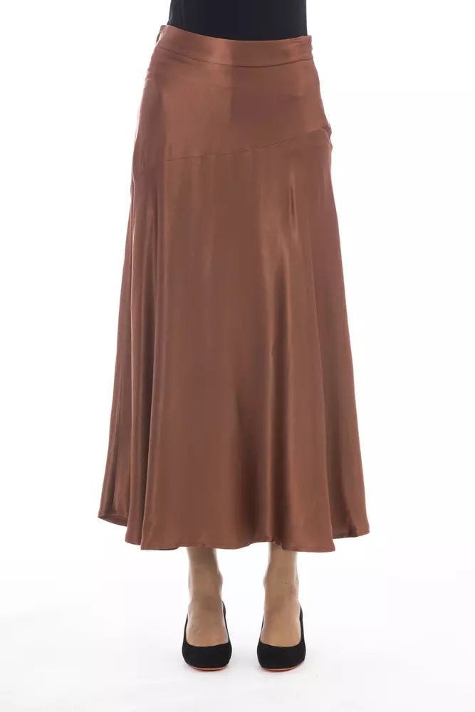 Alpha Studio Brown Viscose Women Skirt | Regal Royce