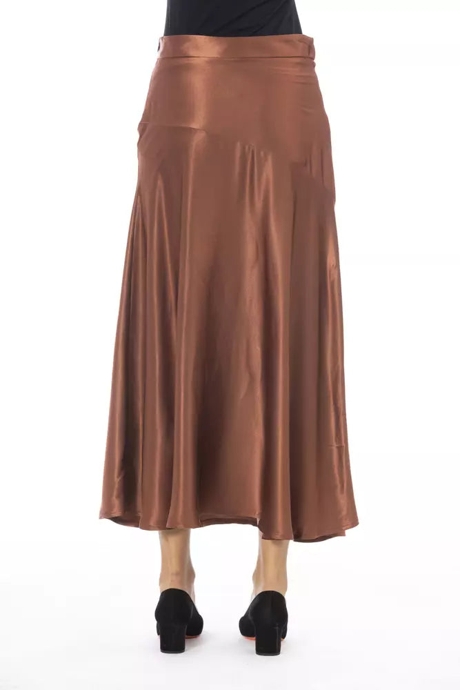 Alpha Studio Brown Viscose Women Skirt | Regal Royce