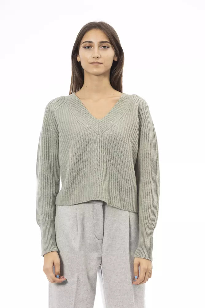 Alpha Studio Green Wool Women Sweater | Regal Royce