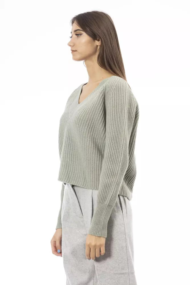 Alpha Studio Green Wool Women Sweater | Regal Royce
