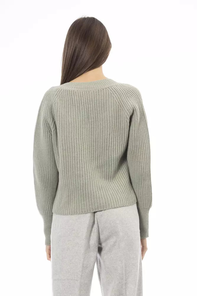 Alpha Studio Green Wool Women Sweater | Regal Royce