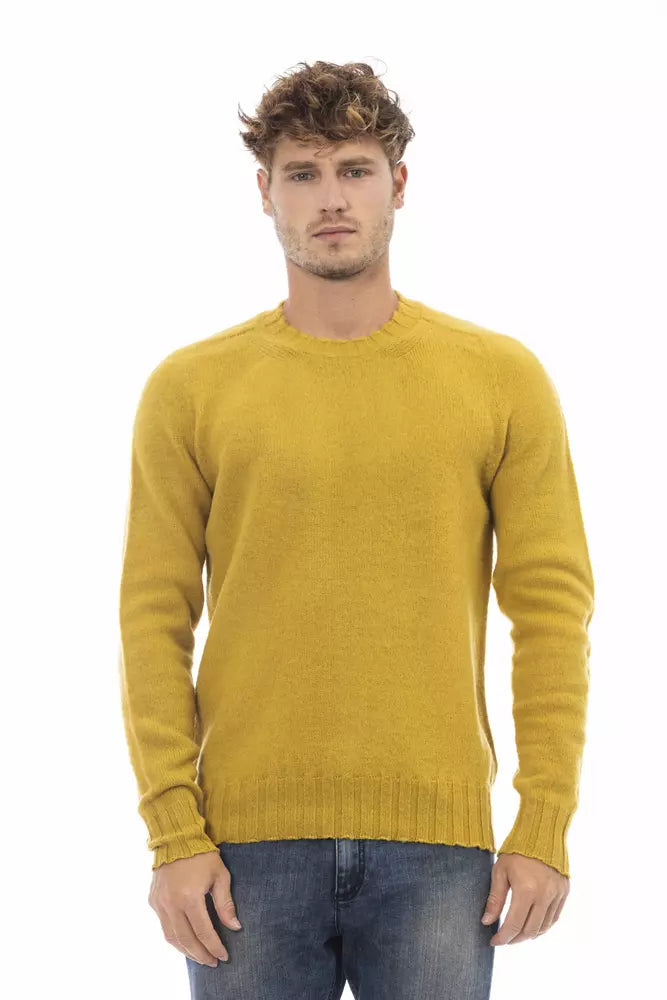 Alpha Studio Yellow Wool Men Sweater | Regal Royce