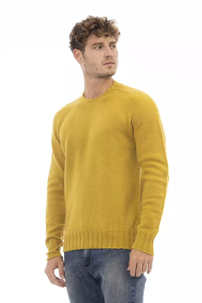 Alpha Studio Yellow Wool Men Sweater | Regal Royce