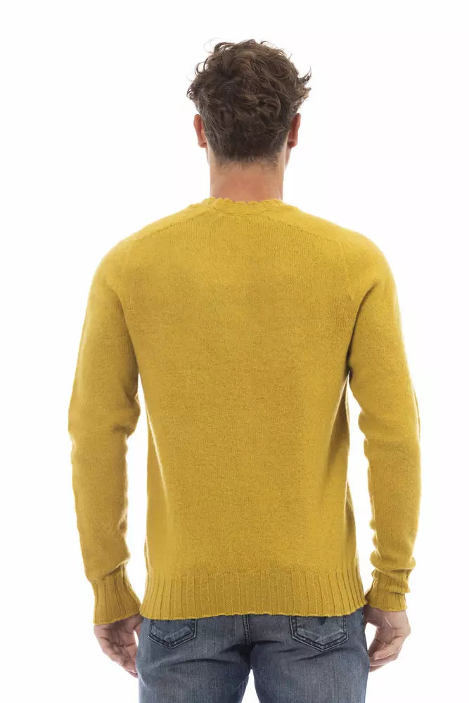Alpha Studio Yellow Wool Men Sweater | Regal Royce
