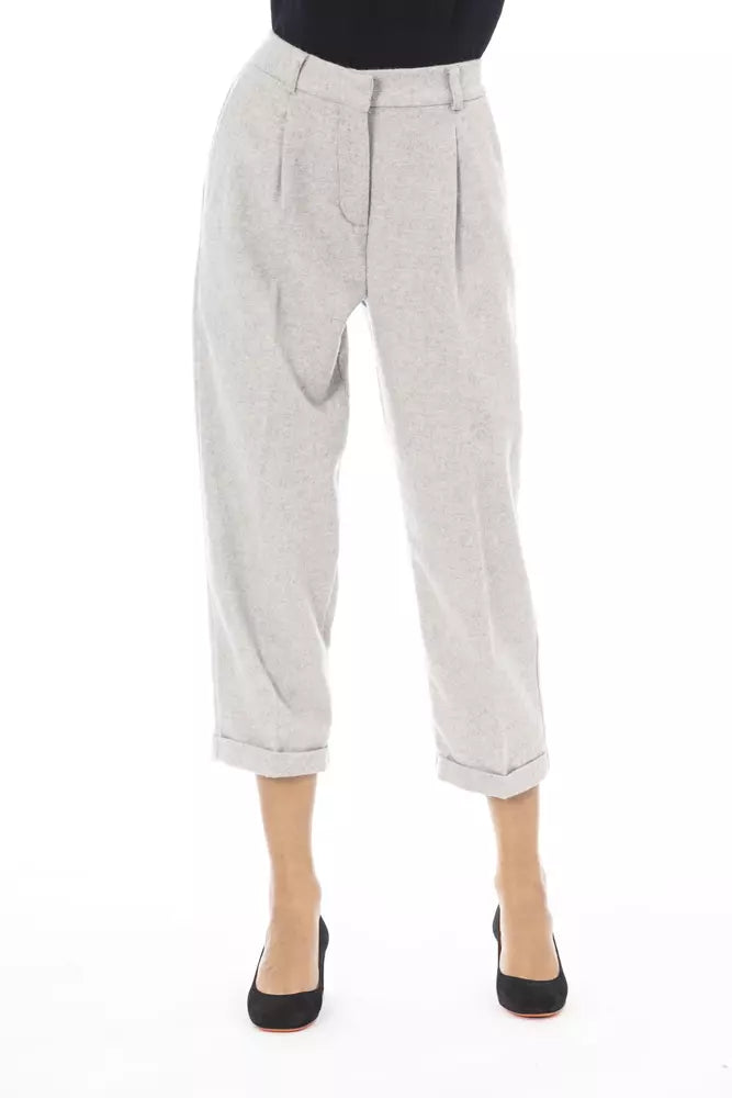 Alpha Studio Gray Wool Women Trouser | Regal Royce