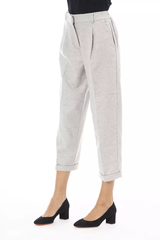 Alpha Studio Gray Wool Women Trouser | Regal Royce