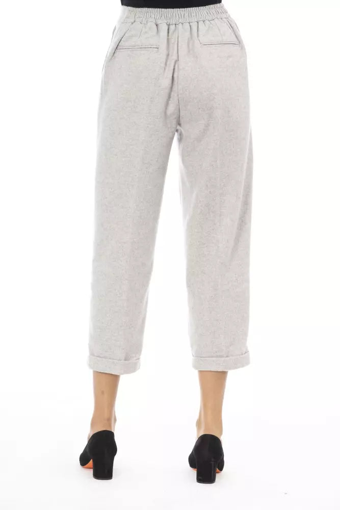 Alpha Studio Gray Wool Women Trouser | Regal Royce