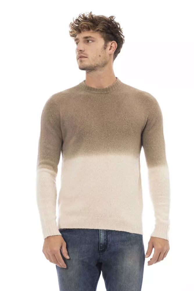 Alpha Studio Beige Alpaca Men Sweater | Regal Royce