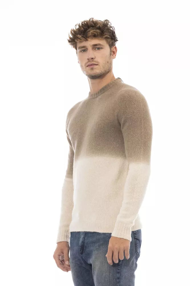 Alpha Studio Beige Alpaca Men Sweater | Regal Royce
