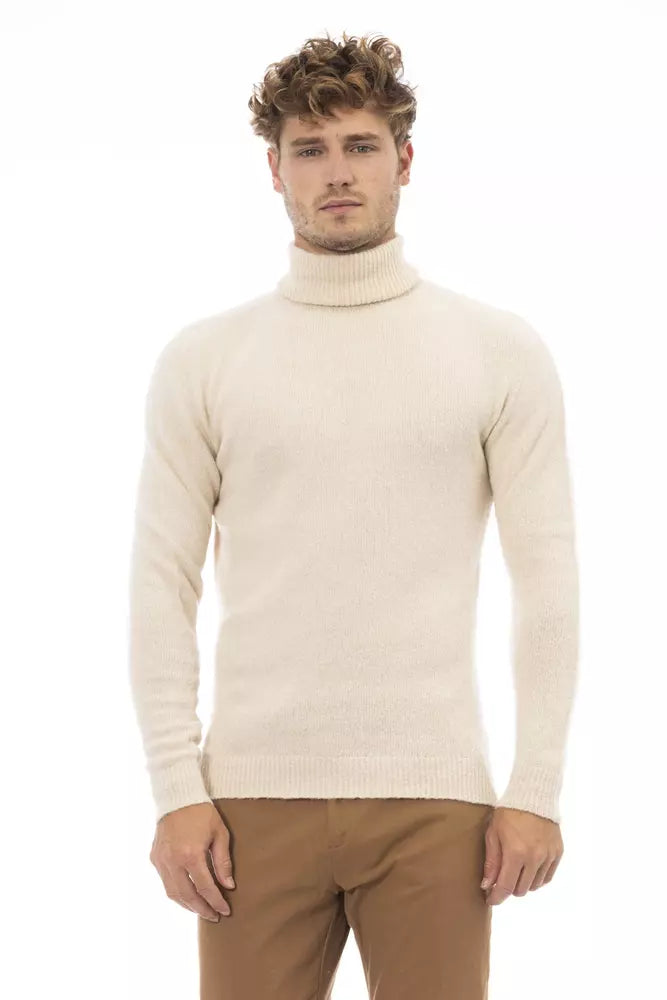 Alpha Studio Beige Alpaca Men Sweater | Regal Royce