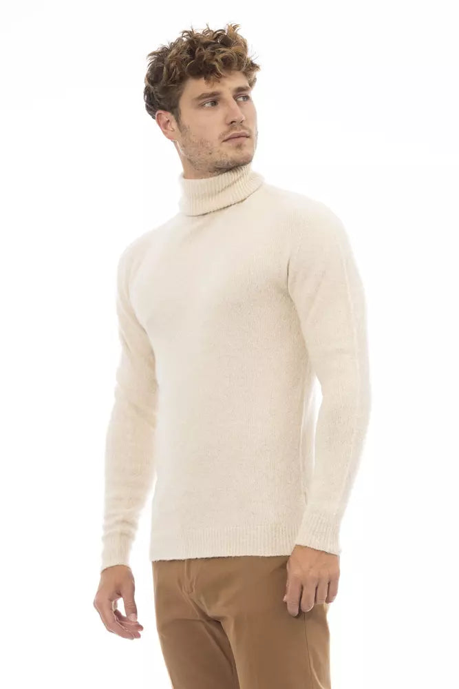 Alpha Studio Beige Alpaca Men Sweater | Regal Royce