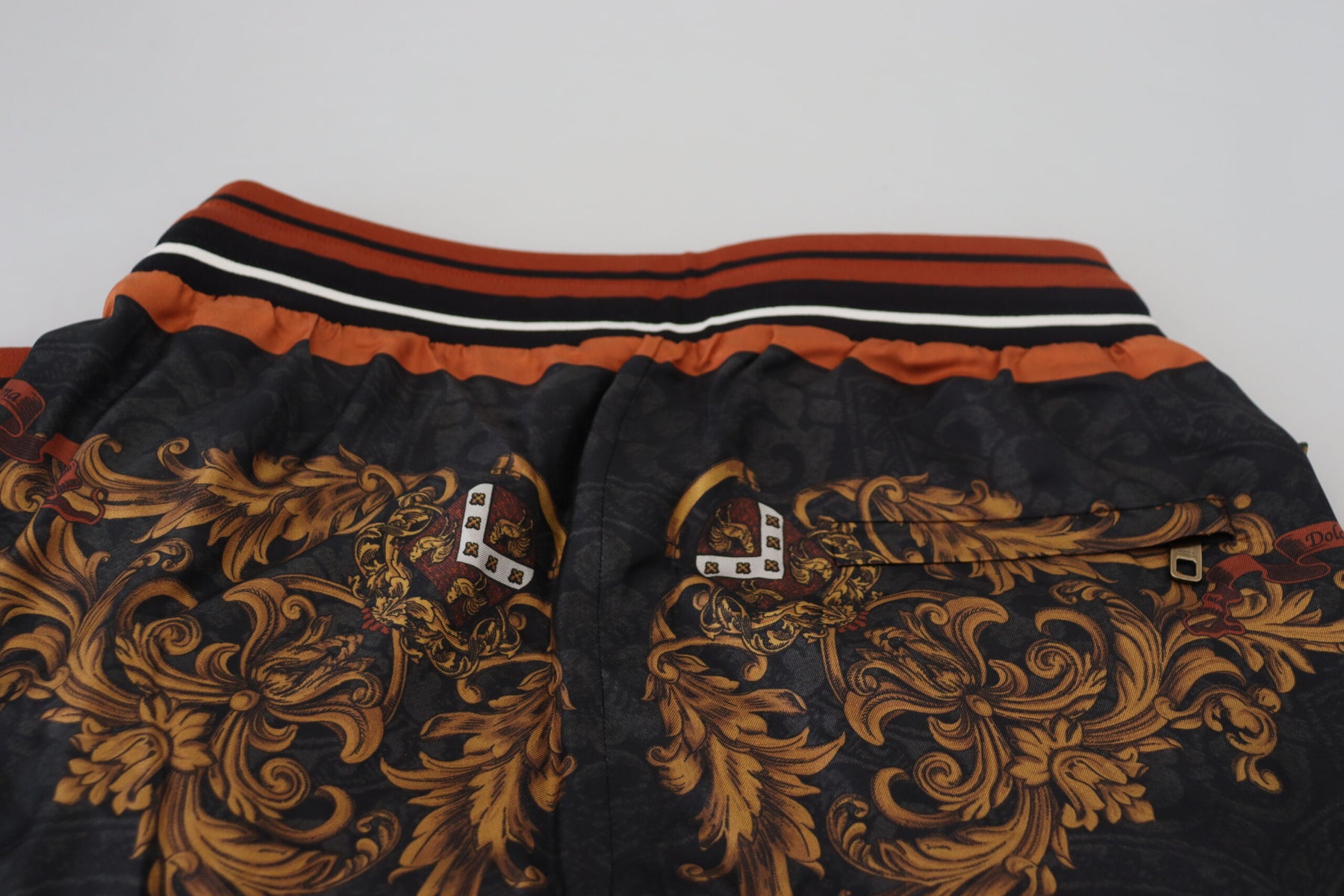 Dolce & Gabbana Gray Silk Baroque Crown Trousers Sport Pants | Regal Royce