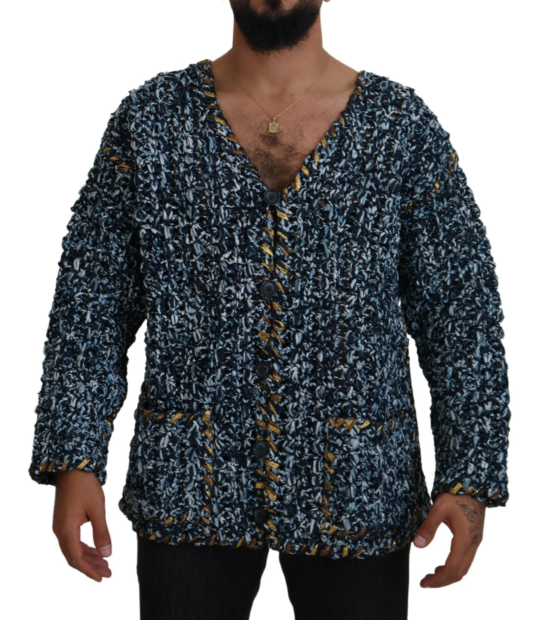 Dolce & Gabbana Blue Button Cardigan Fatto A Mano Sweater | Regal Royce