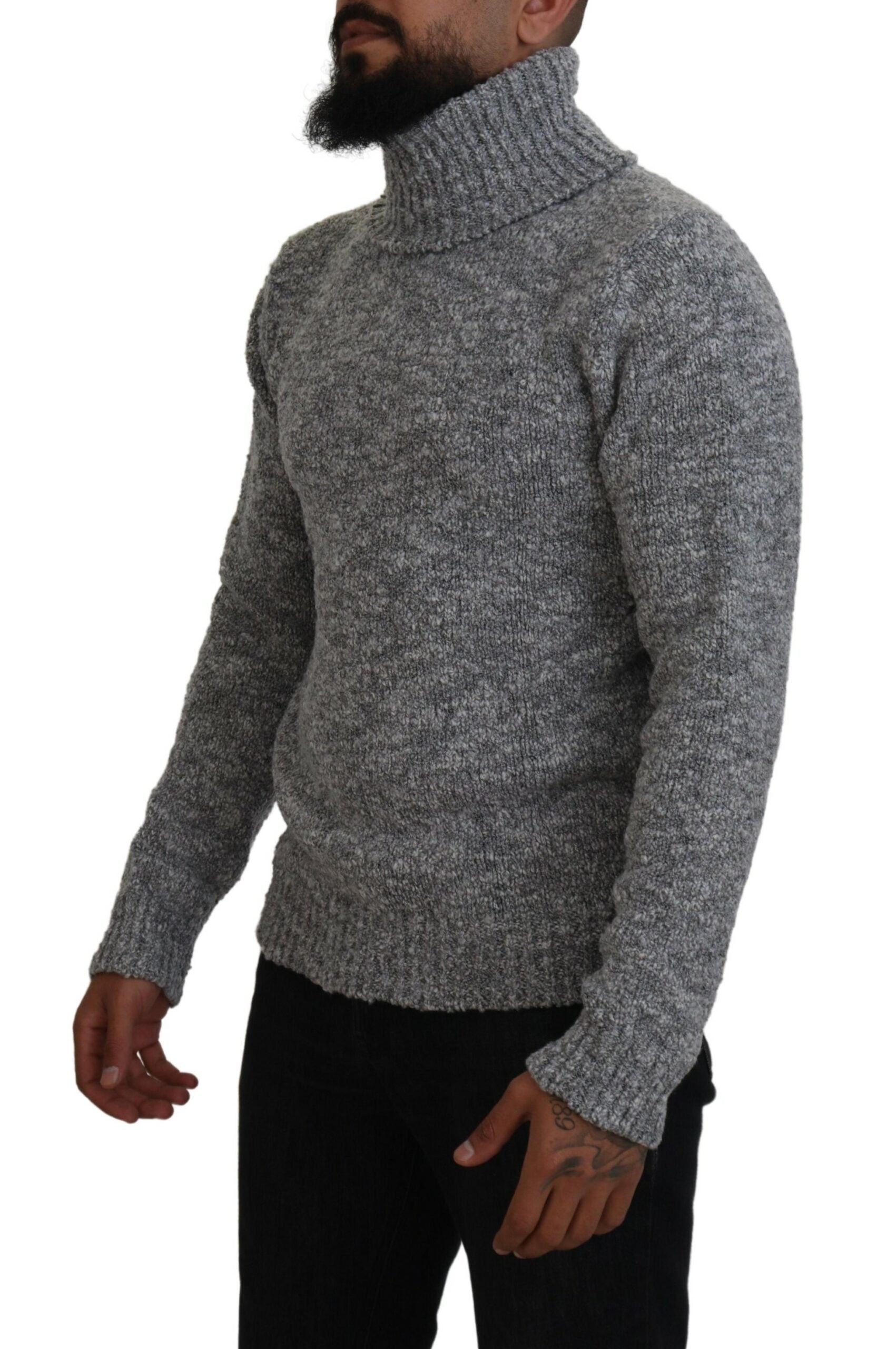 Dolce & Gabbana Gray Wool Knit Turtleneck Pullover Sweater | Regal Royce