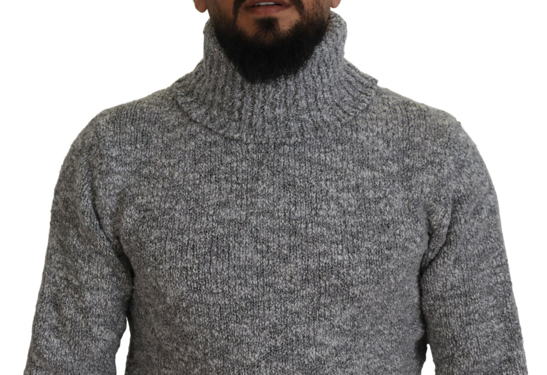 Dolce & Gabbana Gray Wool Knit Turtleneck Pullover Sweater | Regal Royce