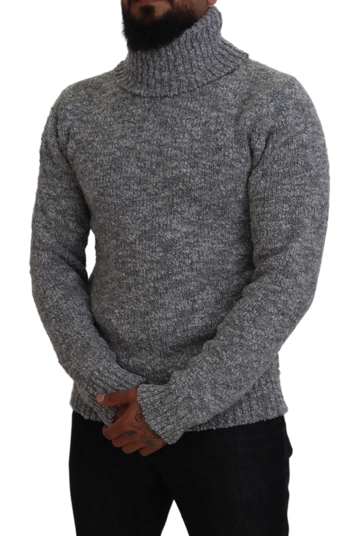 Dolce & Gabbana Gray Wool Knit Turtleneck Pullover Sweater | Regal Royce