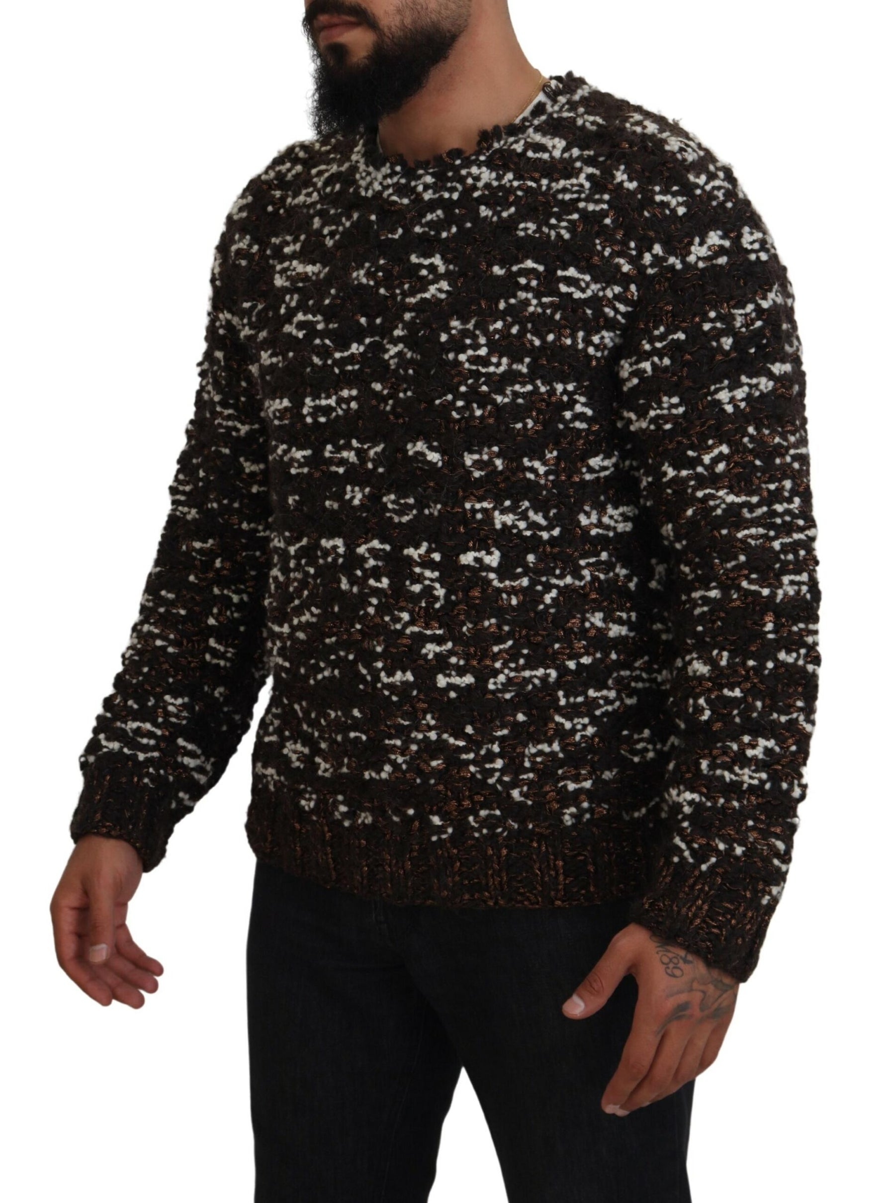Dolce & Gabbana Brown Knitted Wool Fatto A Mano Sweater | Regal Royce