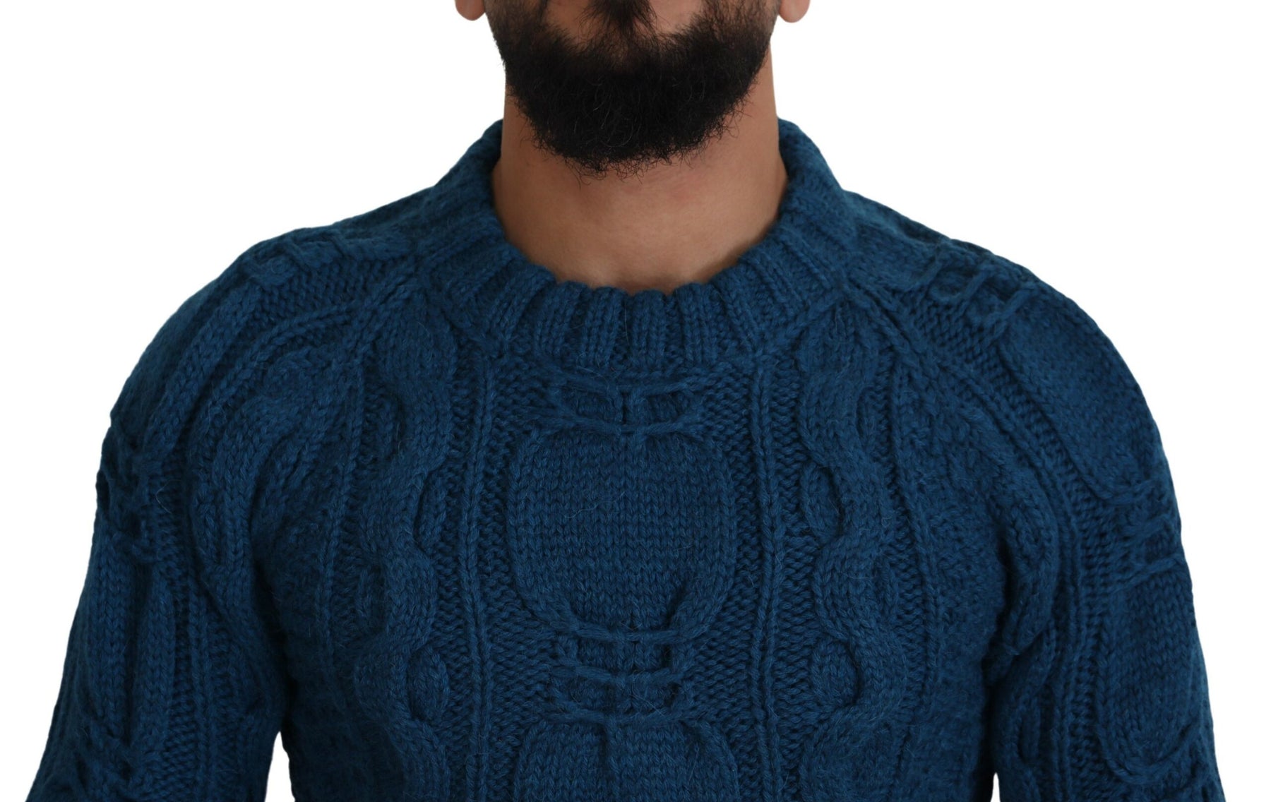 Dolce & Gabbana Blue Knitted Wool Alpaca Pullover Sweater | Regal Royce
