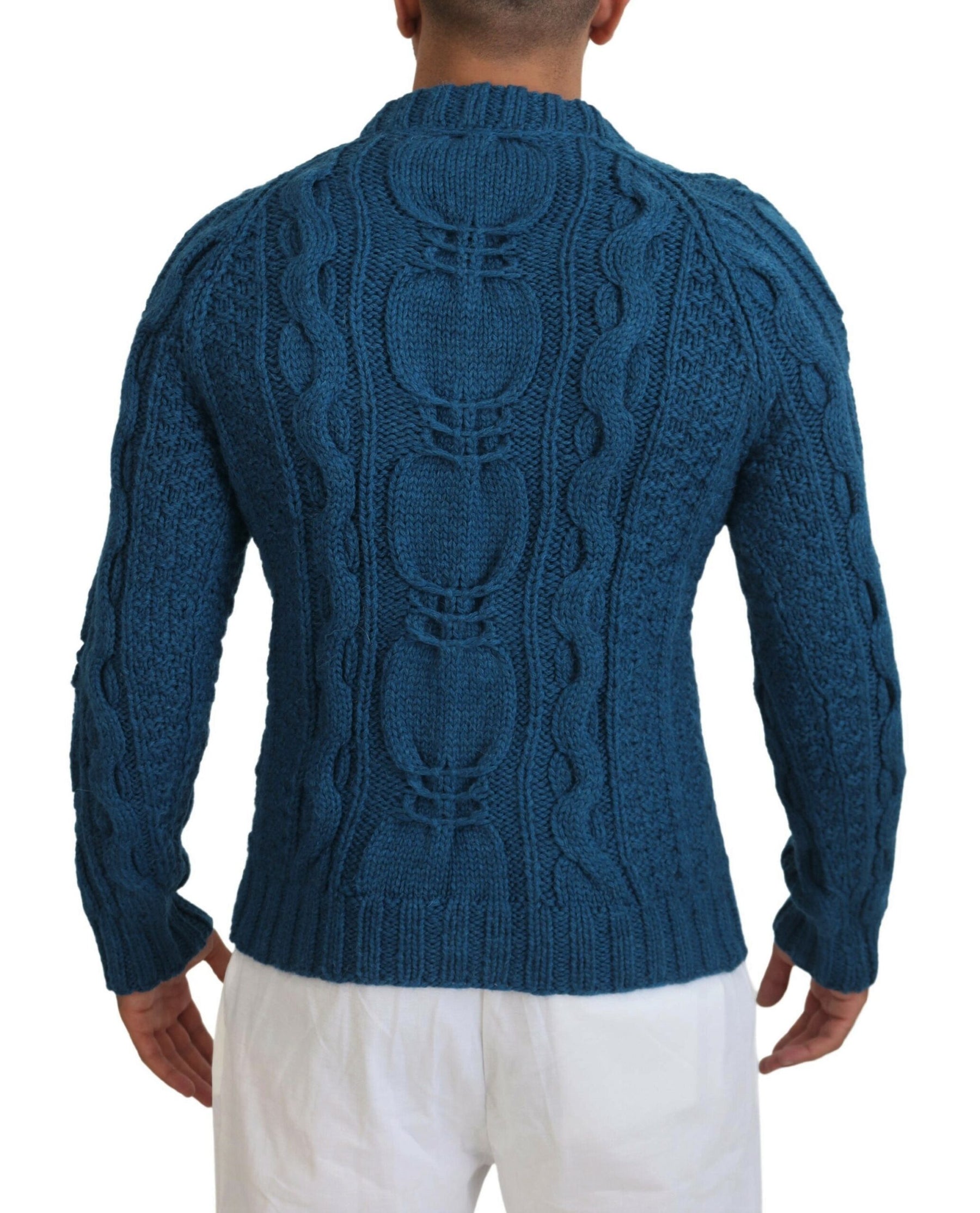 Dolce & Gabbana Blue Knitted Wool Alpaca Pullover Sweater | Regal Royce