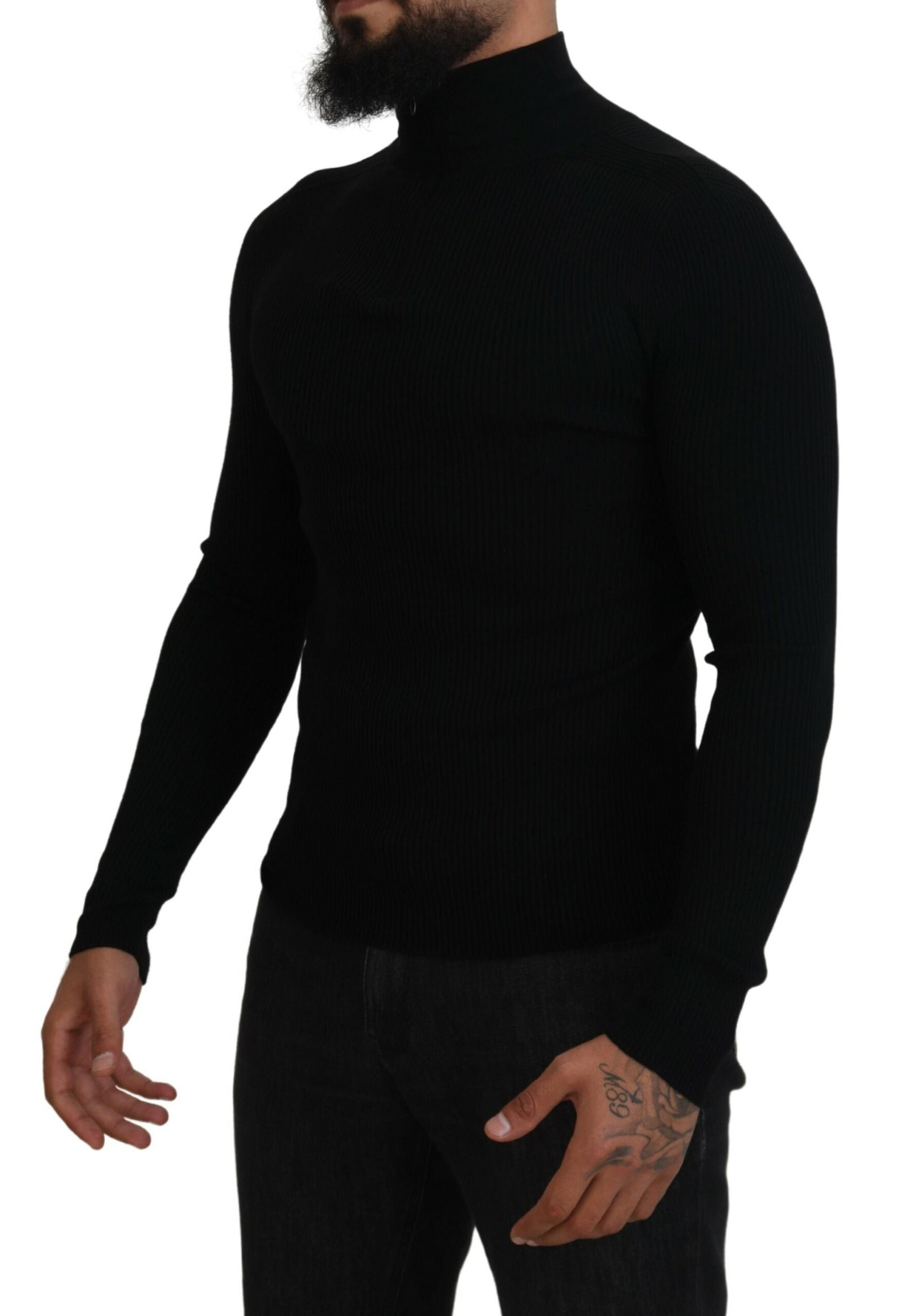 Dolce & Gabbana Black Half Zip Turtleneck Pullover Sweater | Regal Royce