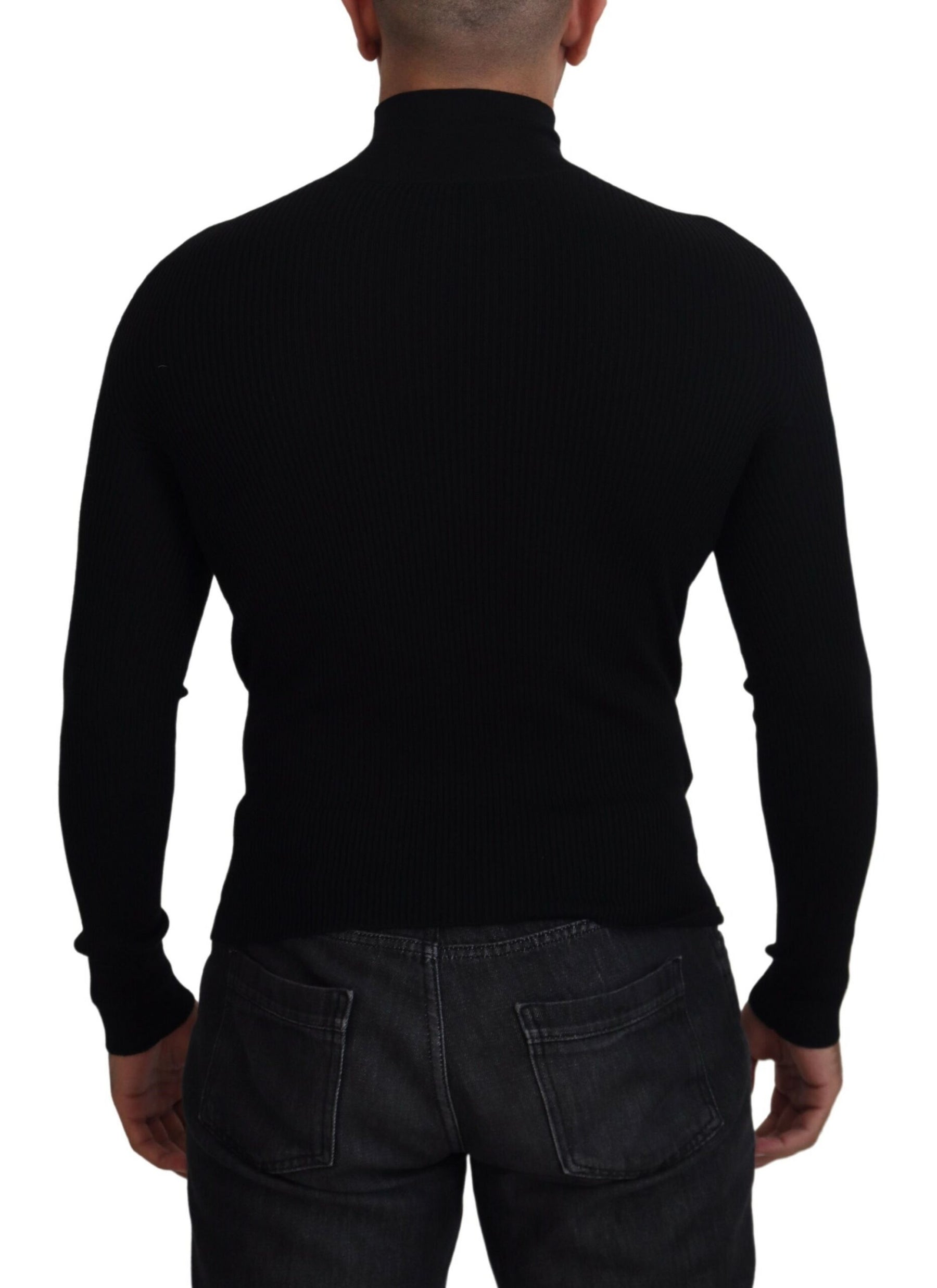 Dolce & Gabbana Black Half Zip Turtleneck Pullover Sweater | Regal Royce