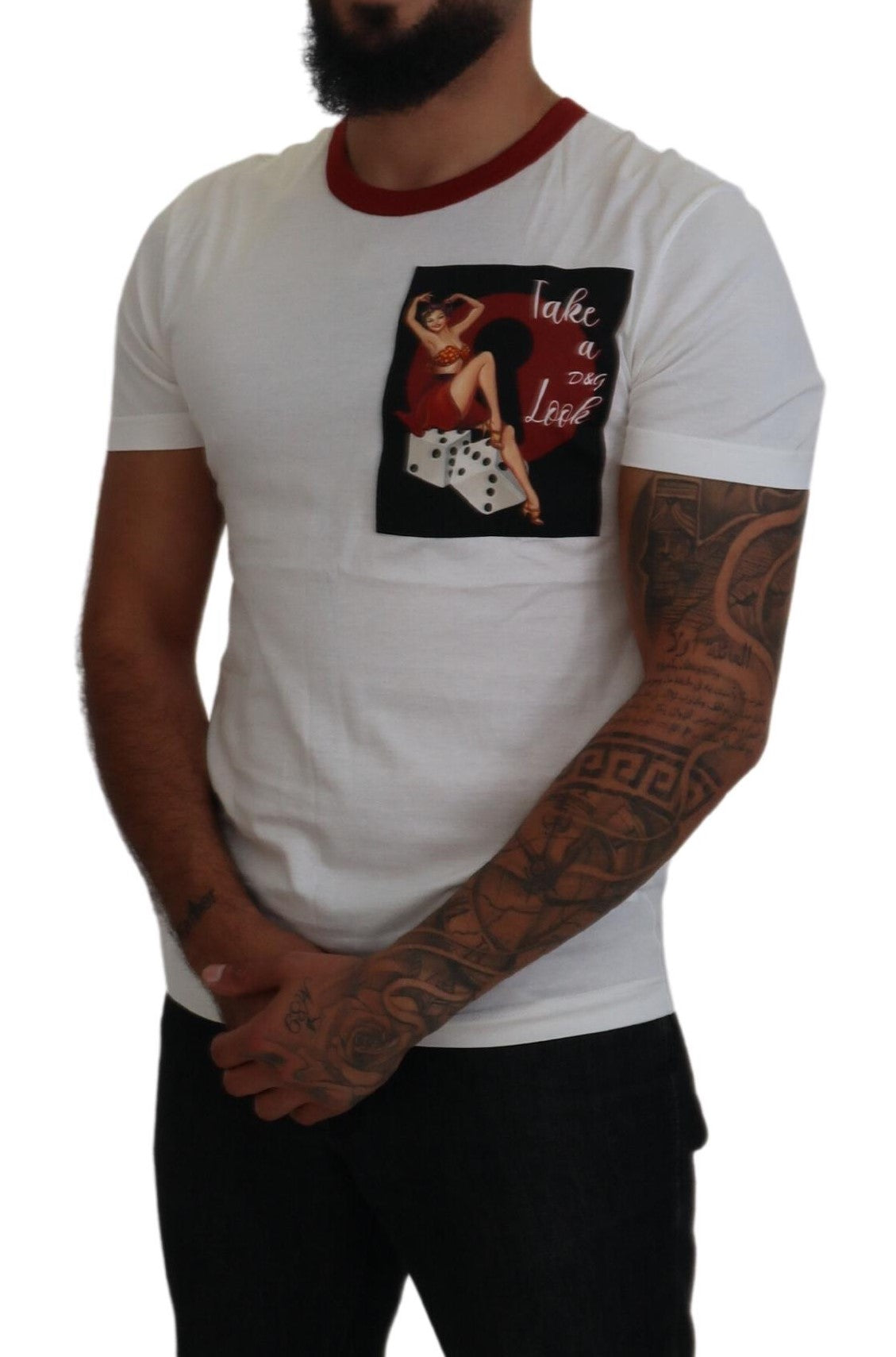 Dolce & Gabbana Cotton White Logo Print Crewneck T-shirt | Regal Royce