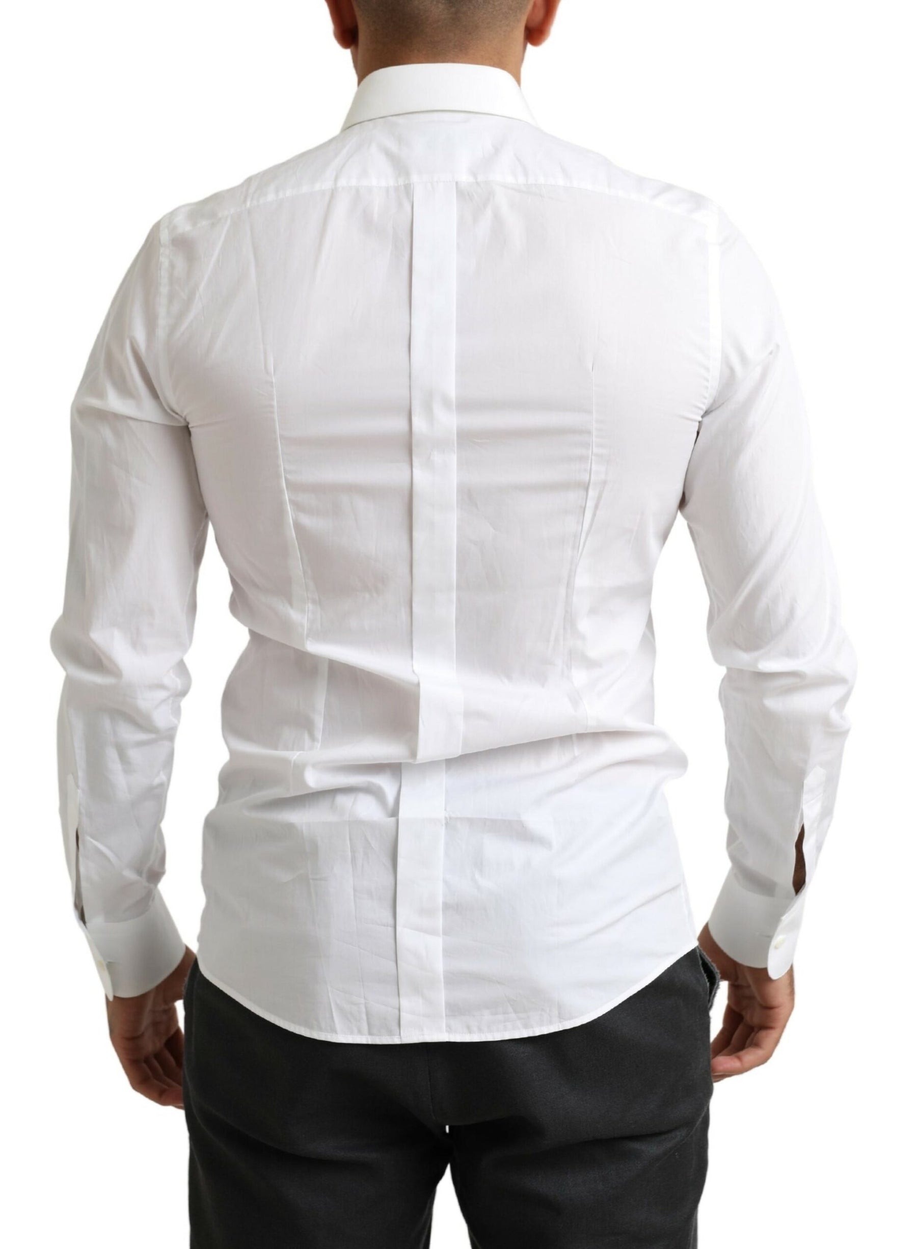 Dolce & Gabbana White Tuxedo Slim Fit Baroque Shirt | Regal Royce