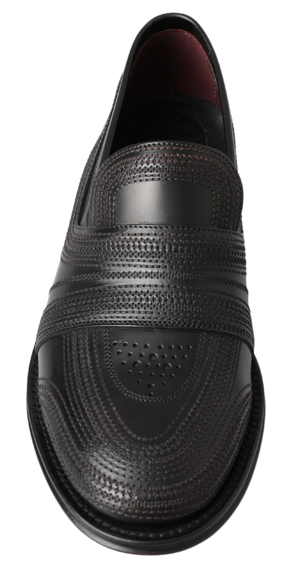Dolce & Gabbana Black Leather Slipper Loafers Stitched Shoes | Regal Royce