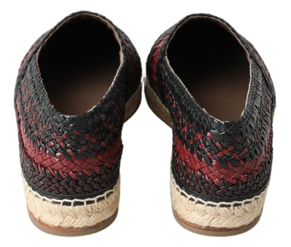 Dolce & Gabbana Black Bordeaux Buffalo Leather Espadrille Shoes | Regal Royce