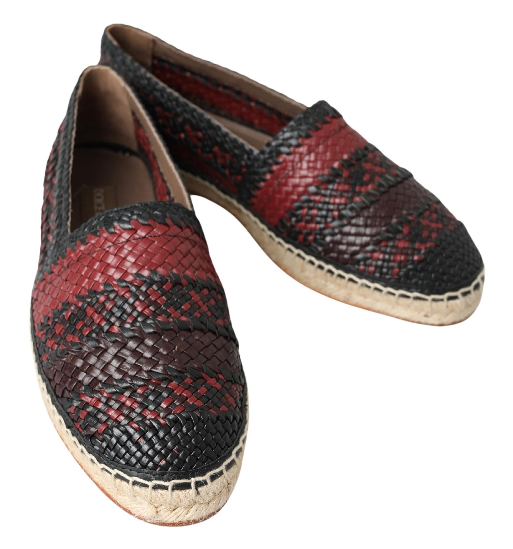 Dolce & Gabbana Black Bordeaux Buffalo Leather Espadrille Shoes | Regal Royce