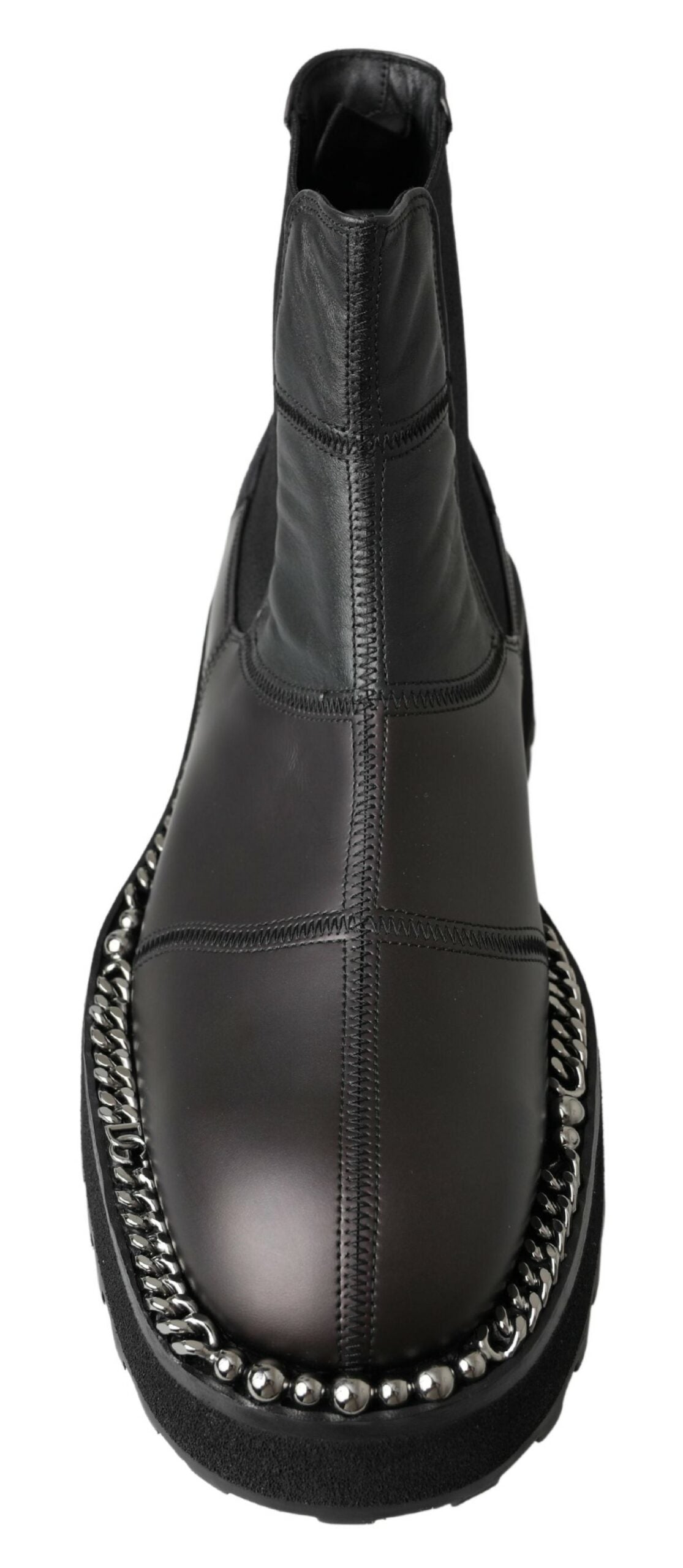 Dolce & Gabbana Black Leather Slip on Stretch Boots | Regal Royce