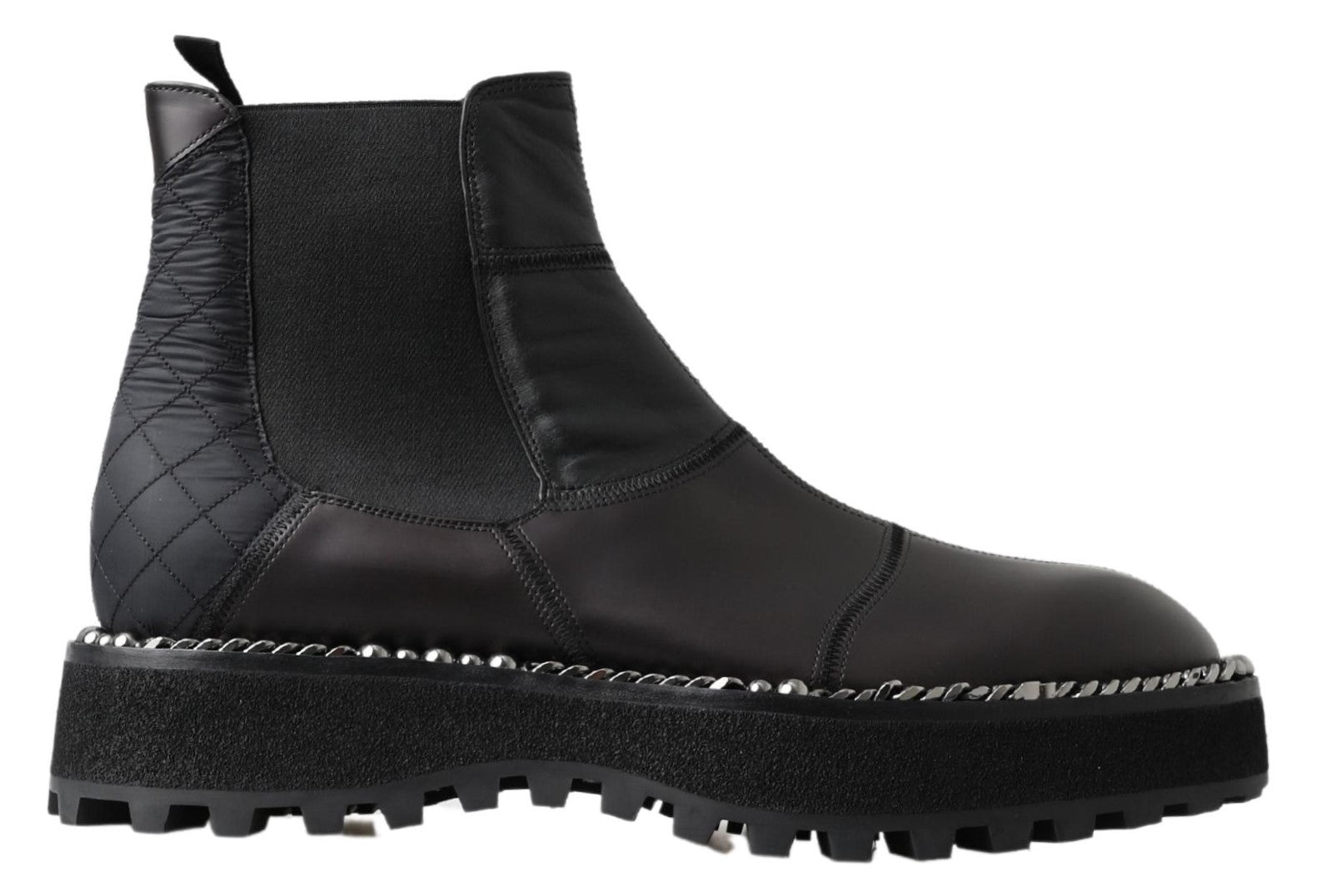 Dolce & Gabbana Black Leather Slip on Stretch Boots | Regal Royce