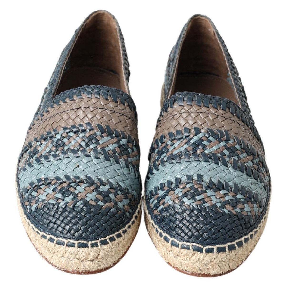 Dolce & Gabbana Blue Gray Leather Buffalo Espadrille Shoes | Regal Royce