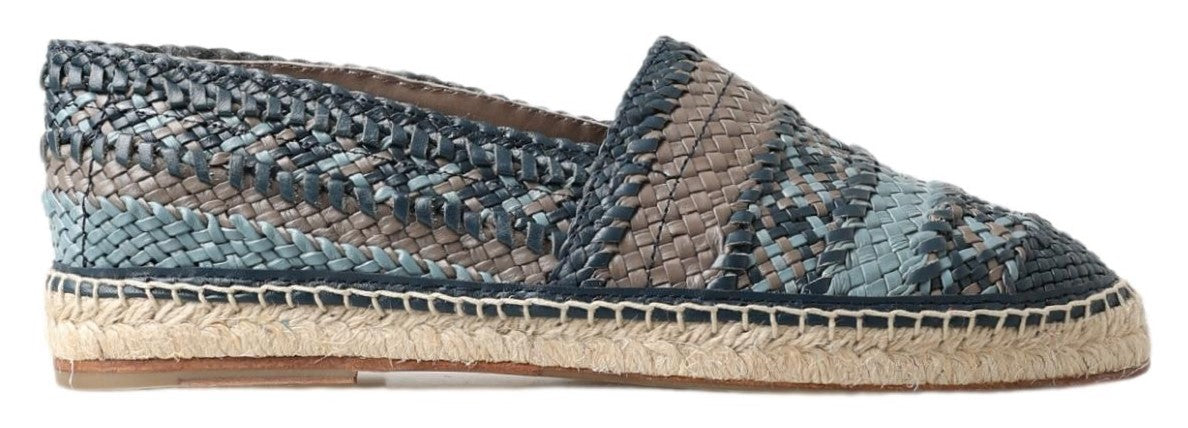 Dolce & Gabbana Blue Gray Leather Buffalo Espadrille Shoes | Regal Royce