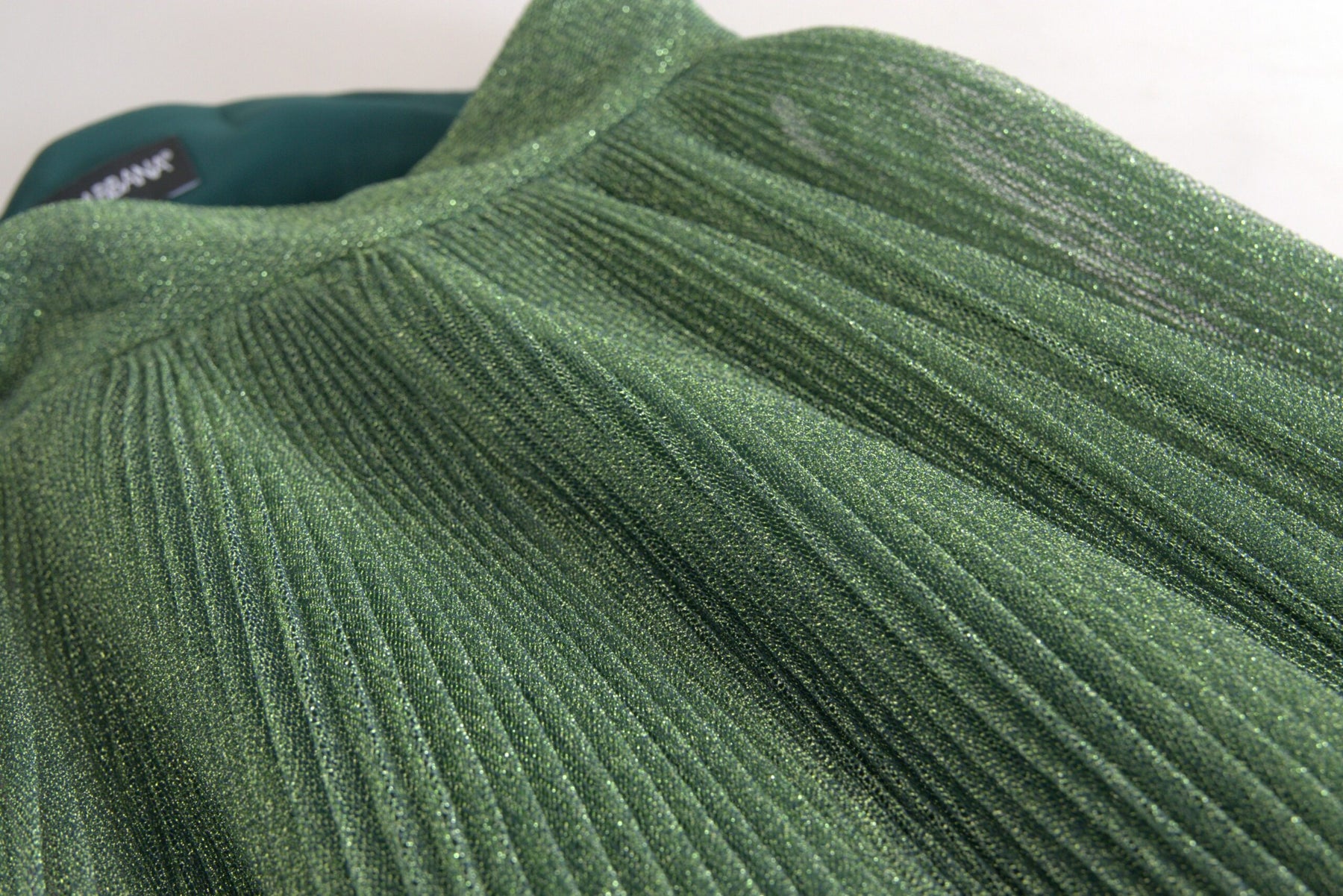 Dolce & Gabbana Metallic Green High Waist A-line Pleated Skirt | Regal Royce