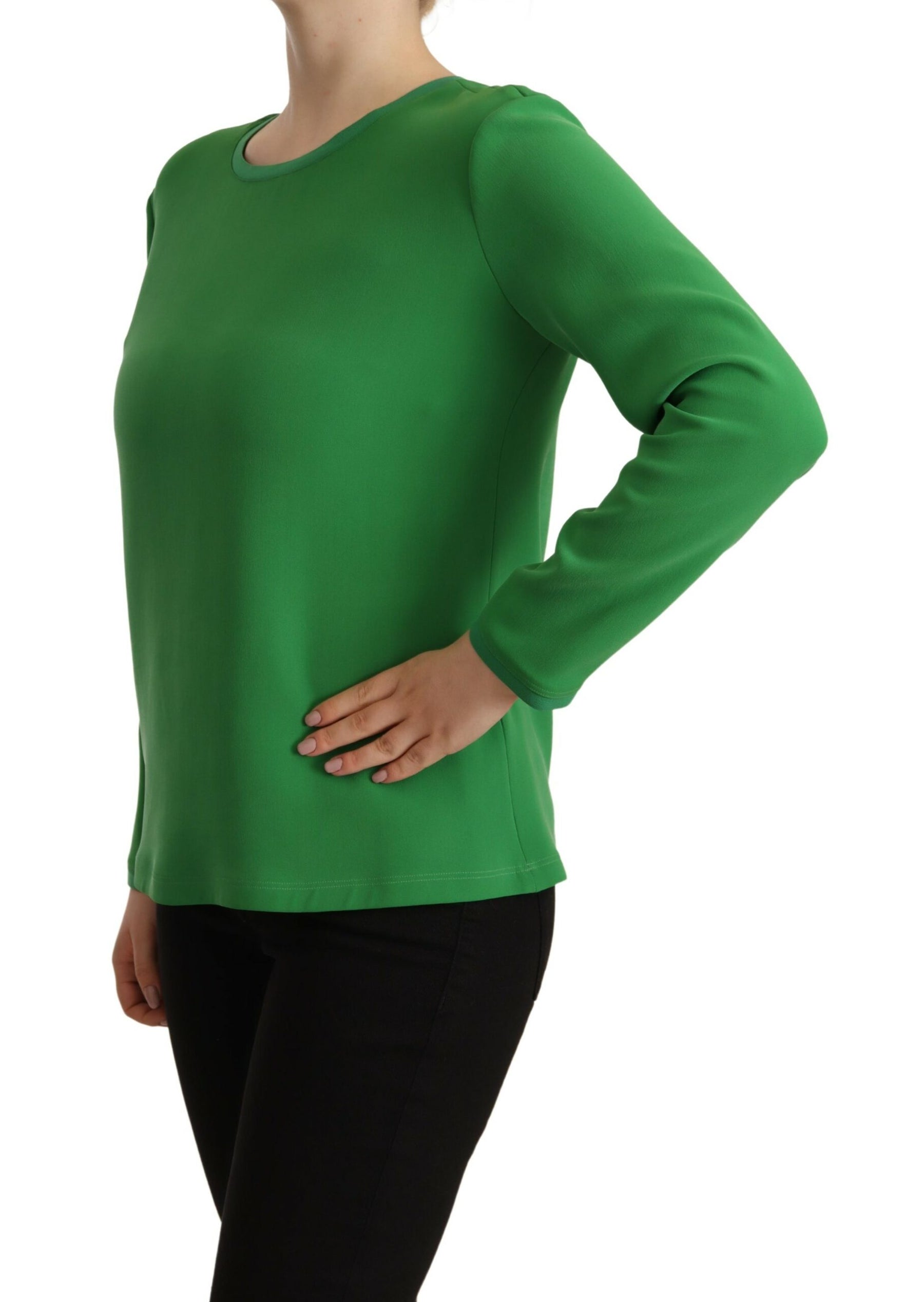 Armani Green Silk Long Sleeves Round Neck Sweater | Regal Royce