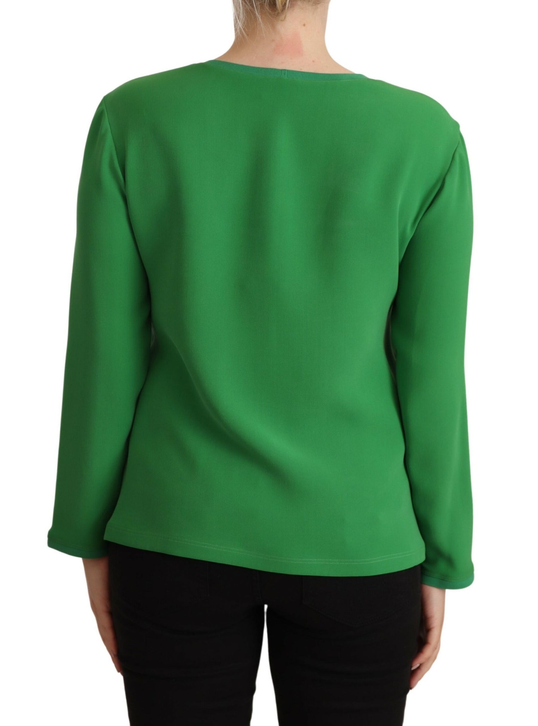 Armani Green Silk Long Sleeves Round Neck Sweater | Regal Royce