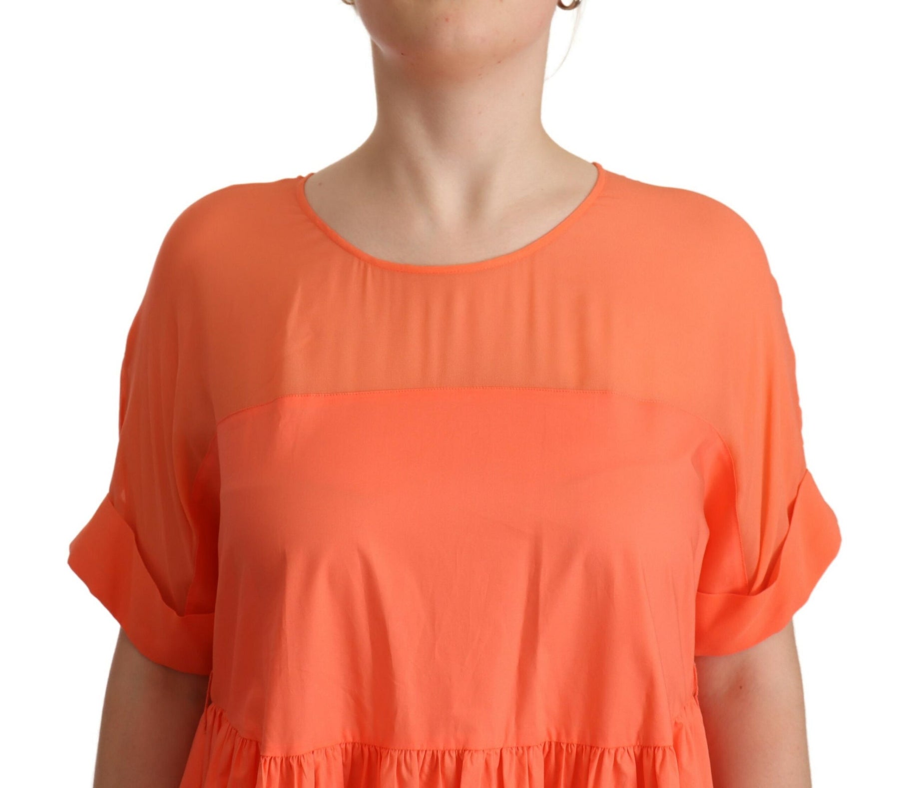 Twinset Coral Cotton Blend Short Sleeves Maxi Shift Dress | Regal Royce