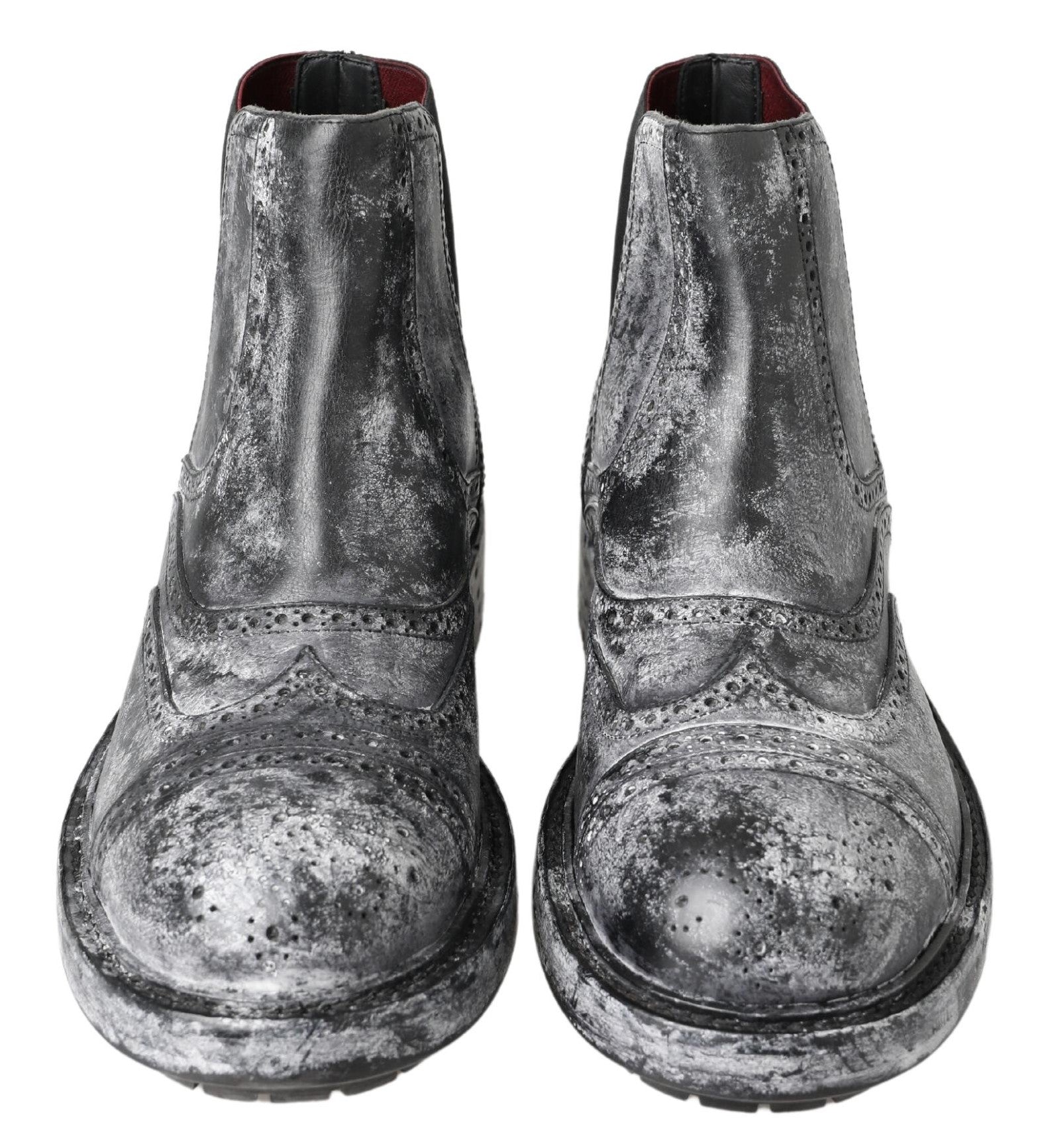Dolce & Gabbana Black Gray Leather Ankle Boots | Regal Royce