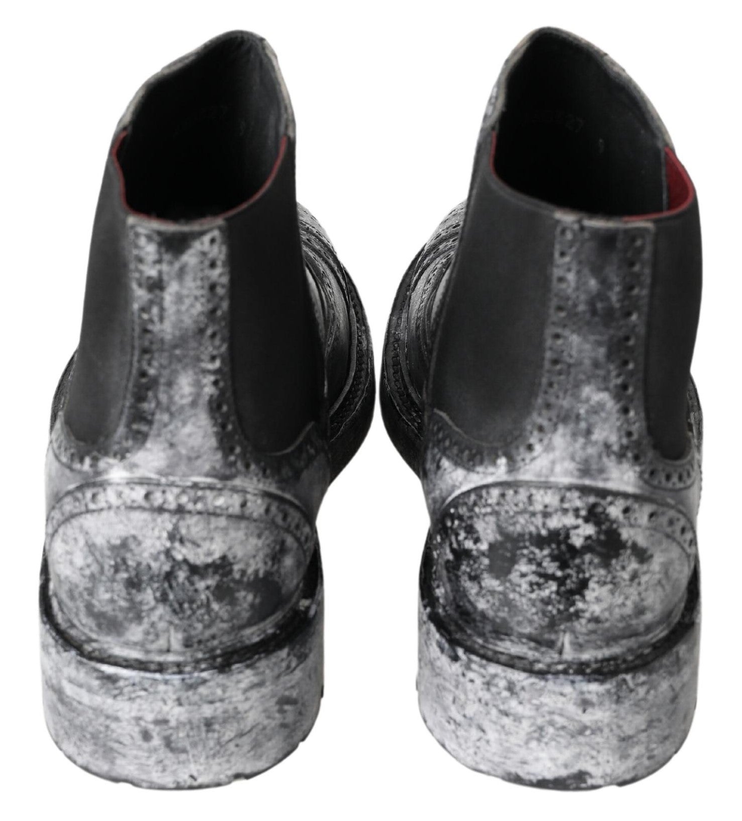 Dolce & Gabbana Black Gray Leather Ankle Boots | Regal Royce
