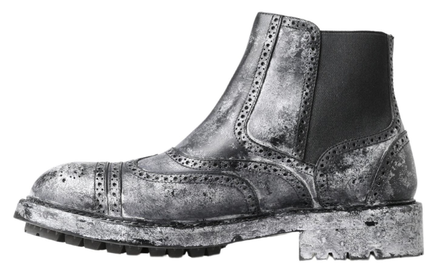 Dolce & Gabbana Black Gray Leather Ankle Boots | Regal Royce