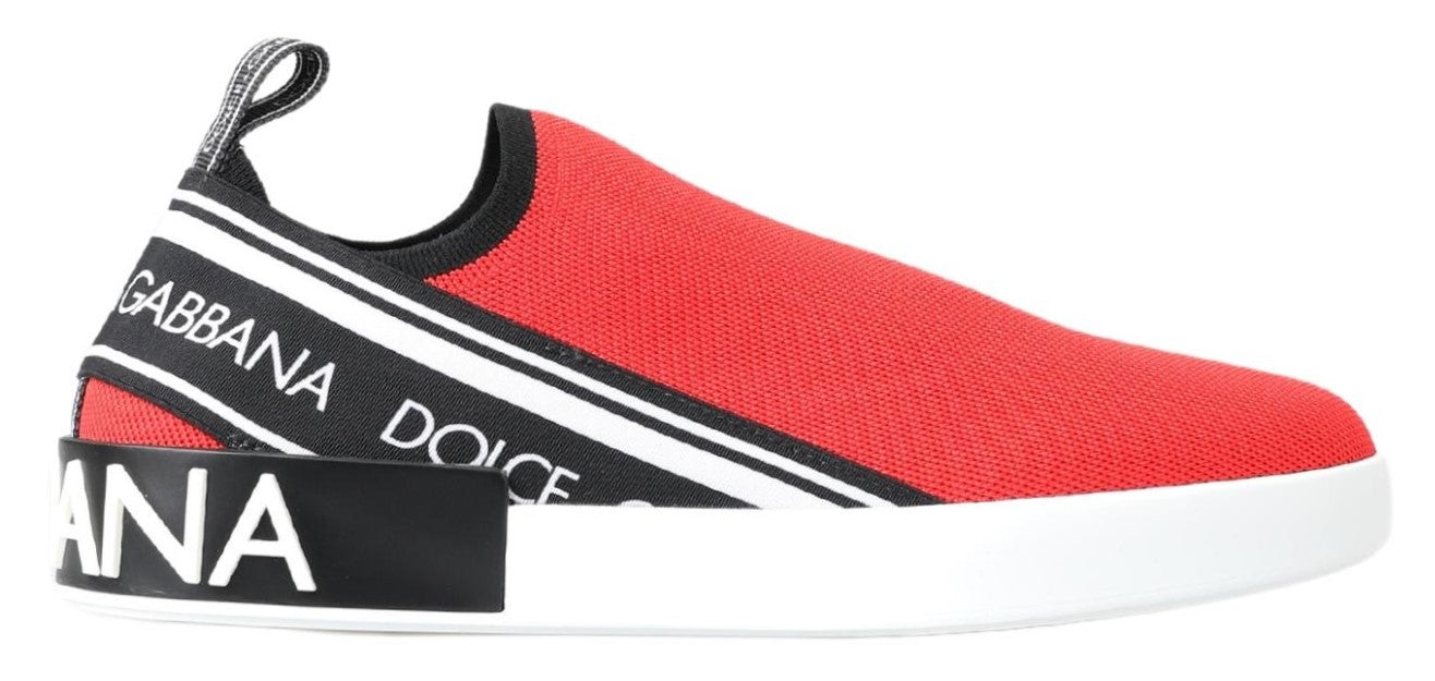 Dolce & Gabbana Red White Flat Sneakers Loafers Shoes | Regal Royce