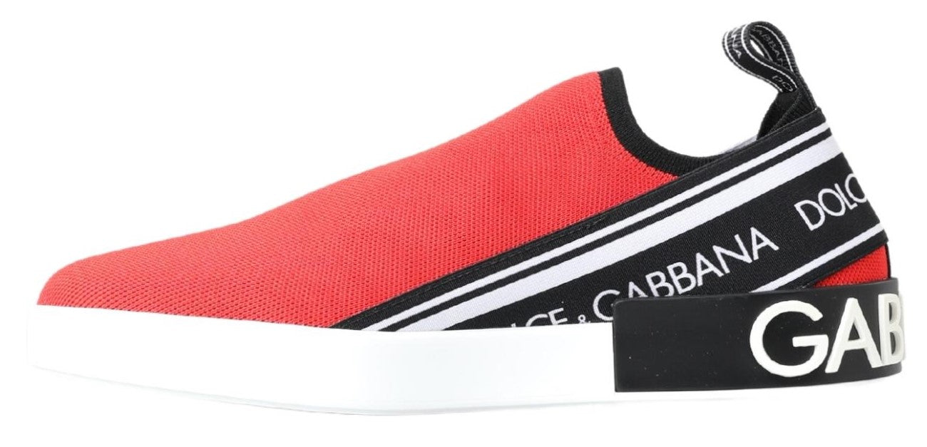 Dolce & Gabbana Red White Flat Sneakers Loafers Shoes | Regal Royce