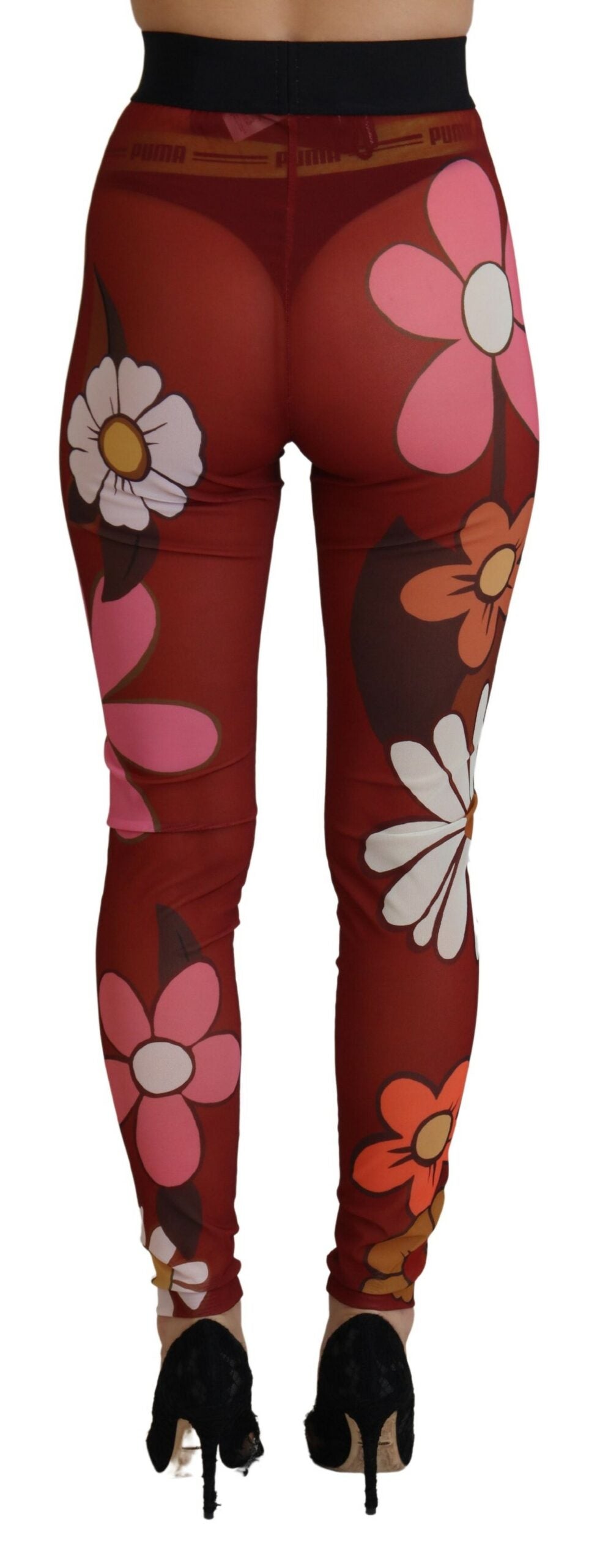 Dolce & Gabbana Red Floral Leggings Stretch Waist Pants | Regal Royce